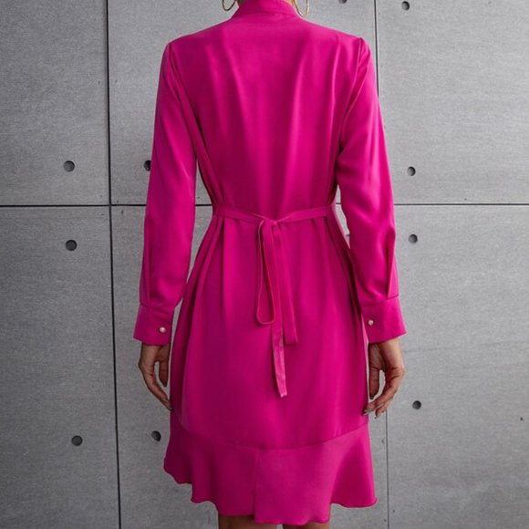 Hot pInk Long Sleeved Dress - Picture 4 of 9